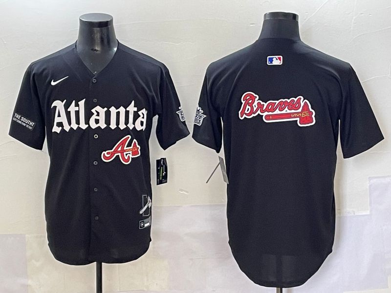 Men 2025 Atlanta Braves Blank Black Five generations Joint Name Nike MLB Jersey style 13